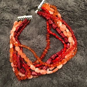 🦀Coral/Red Multi Strand Necklace🦀